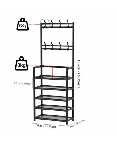 Szafka wieszak na ubrania buty 5 półek