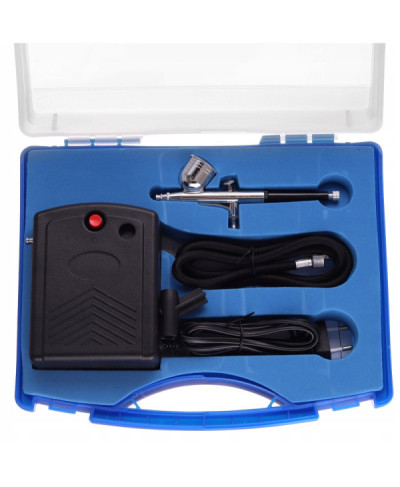 FENGDA FD-831 AEROGRAF 0,3mm + KOMPRESOR + WĄŻ 1,5m zestaw do malowania w walizce