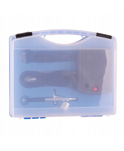 FENGDA FD-831 AEROGRAF 0,3mm + KOMPRESOR + WĄŻ 1,5m zestaw do malowania w walizce