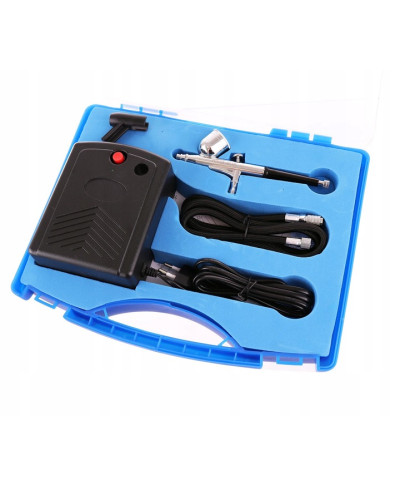 FENGDA FD-831 AEROGRAF 0,3mm + KOMPRESOR + WĄŻ 1,5m zestaw do malowania w walizce