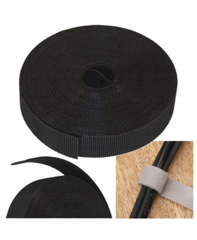 OPASKA TAŚMA NA RZEP DO SPINANIA KABLI CZARNA 5M 15mm