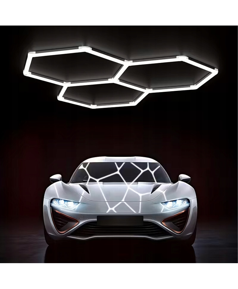 Lampa Led Hexagon Oświetlenie Garażu Warsztatu 247x98cm 125W 6500K