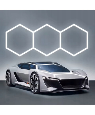 Lampa Led Hexagon Oświetlenie Garażu Warsztatu 247x98cm 125W 6500K