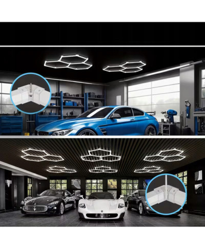 Lampa Led Hexagon Oświetlenie Garażu Warsztatu 247x98cm 125W 6500K