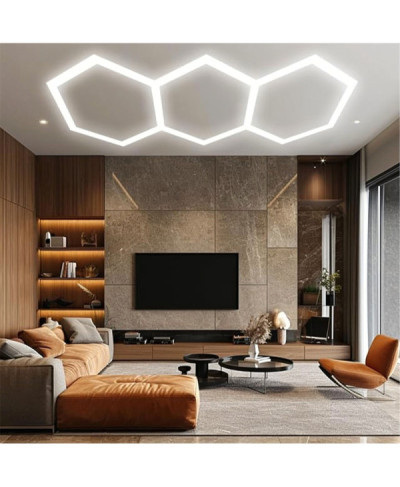 Lampa Led Hexagon Oświetlenie Garażu Warsztatu 247x98cm 125W 6500K