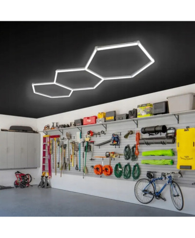 Lampa Led Hexagon Oświetlenie Garażu Warsztatu 247x98cm 125W 6500K