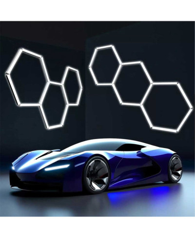 Lampa Led Hexagon Oświetlenie Garażu Warsztatu 247x98cm 125W 6500K