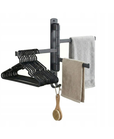 WIESZAK ŁAZIENKOWY NA RĘCZNIKI ŚCIENNY OBROTOWY ANTRACYT