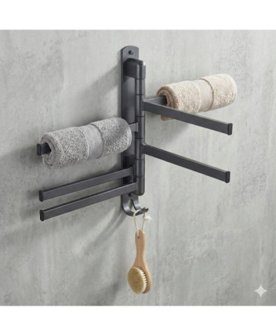 WIESZAK ŁAZIENKOWY NA RĘCZNIKI ŚCIENNY OBROTOWY ANTRACYT
