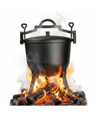 KOCIOŁEK ŻELIWNY GARNEK MYŚLIWSKI WĘGIERSKI 10L NA PIECZONKI OGNISKO GRILL