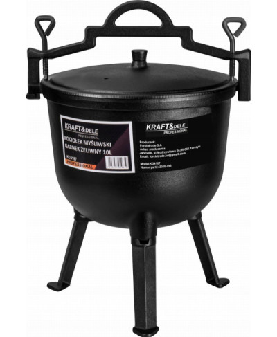KOCIOŁEK ŻELIWNY GARNEK MYŚLIWSKI WĘGIERSKI 10L NA PIECZONKI OGNISKO GRILL