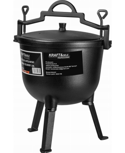 KOCIOŁEK ŻELIWNY GARNEK MYŚLIWSKI WĘGIERSKI 10L NA PIECZONKI OGNISKO GRILL