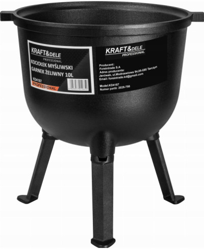 KOCIOŁEK ŻELIWNY GARNEK MYŚLIWSKI WĘGIERSKI 10L NA PIECZONKI OGNISKO GRILL
