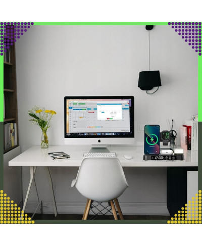 Ładowarka Indukcyjna Bezprzewodowa 15W lampka Nocna 4w1 QI