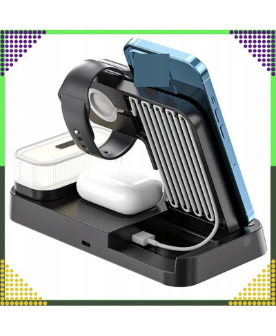 Ładowarka Indukcyjna Bezprzewodowa 15W lampka Nocna 4w1 QI