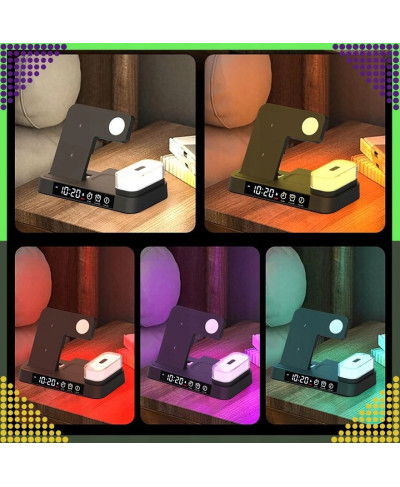 Ładowarka Indukcyjna Bezprzewodowa 15W lampka Nocna 4w1 QI