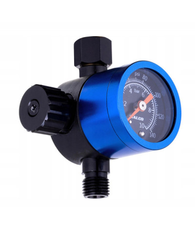 Reduktor Ciśnienia Powietrza Szklany Pistoletu Lakierniczego 1/4" Manometr ITALCO ONE BLUE