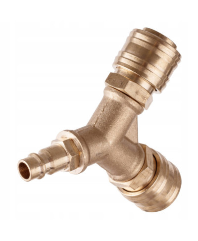 ROZDZIELACZ POWIETRZA TRÓJNIK DO KOMPRESORA 2x SZYBKOZŁĄCZE MOSIĄDZ