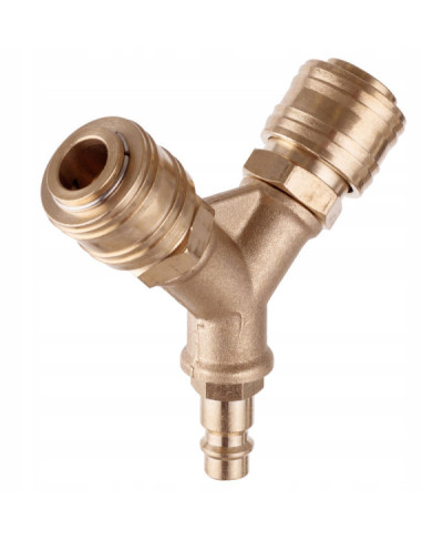 ROZDZIELACZ POWIETRZA TRÓJNIK DO KOMPRESORA 2x SZYBKOZŁĄCZE MOSIĄDZ