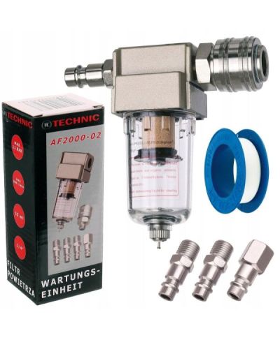 Filtr Powietrza Odwadniacz 1/4" Separator + złączki + taśma teflonowa