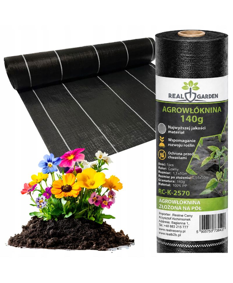 Agrowłóknina 140g 1,1m x 50m Czarna UV Agrotkanina Mata Antychwastowa