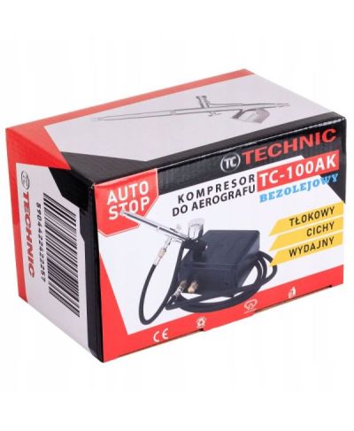 KOMPRESOR DO AEROGRAFU AUTO STOP + AEROGRAF + WĄŻ TC-100AK