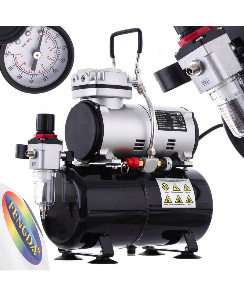 KOMPRESOR AEROGRAFU 3L 125W 20-23l/min 4bar reduktor FENGDA AS-186