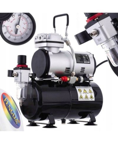 KOMPRESOR AEROGRAFU 3L 125W 20-23l/min 4bar reduktor FENGDA AS-186