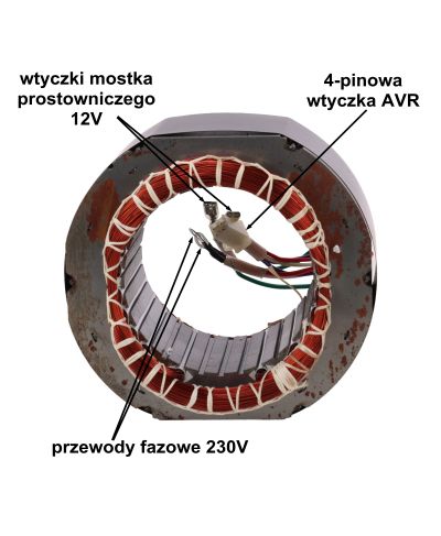 STOJAN AGREGATU PRĄDOTWÓRCZEGO 85mm 230V MIEDZIANY 1 FAZOWY AVR